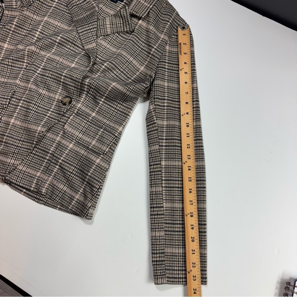 Anthropologie Maeve Collegiate Plaid Knit Blazer Jacket Asymmetrical Small EUC - Picture 14 of 16